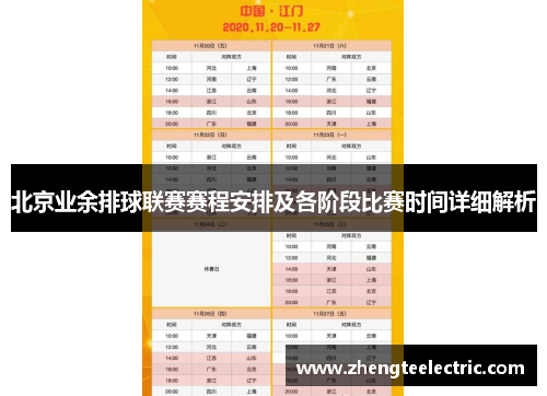 北京业余排球联赛赛程安排及各阶段比赛时间详细解析